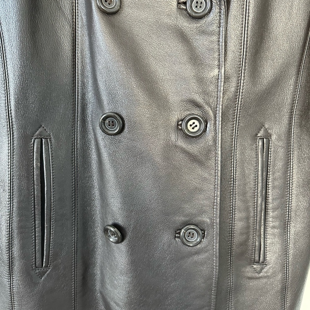 Jacqueline Ferrar Leather Coat Jacket Blazer Dark Brown Sz Med - Picture 5 of 10